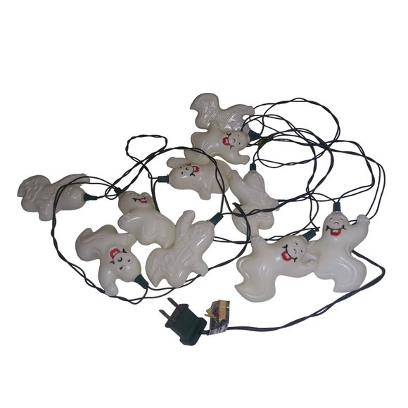 VTG Pumpkin Hollow Smiling Ghosts Indoor/Outdoor 10 Piece String Light Set 1996 - Picture 3 of 4